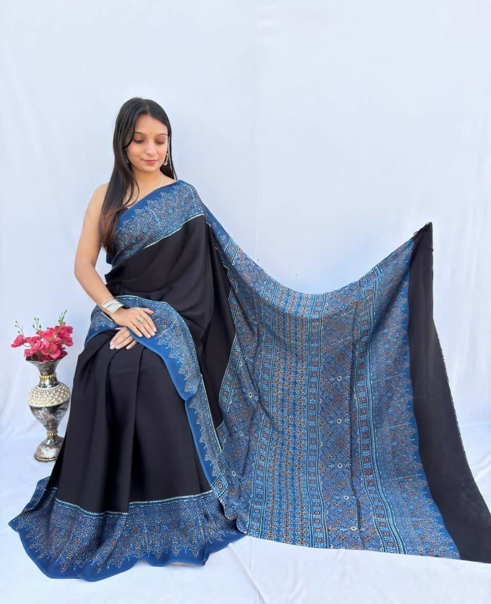 Modal Silk Ajrakh Saree
