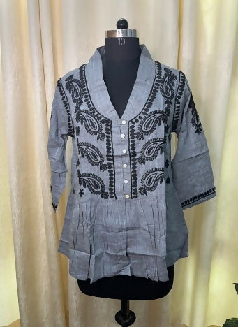 Noir Paisley Peplum Top