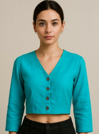 Sky Song Crop Top - Pure Cotton Hand Embroidered Top