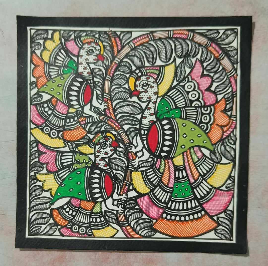 ROOH SANGAM (Soul Union) -  Hand-Painted Madhubani Painting