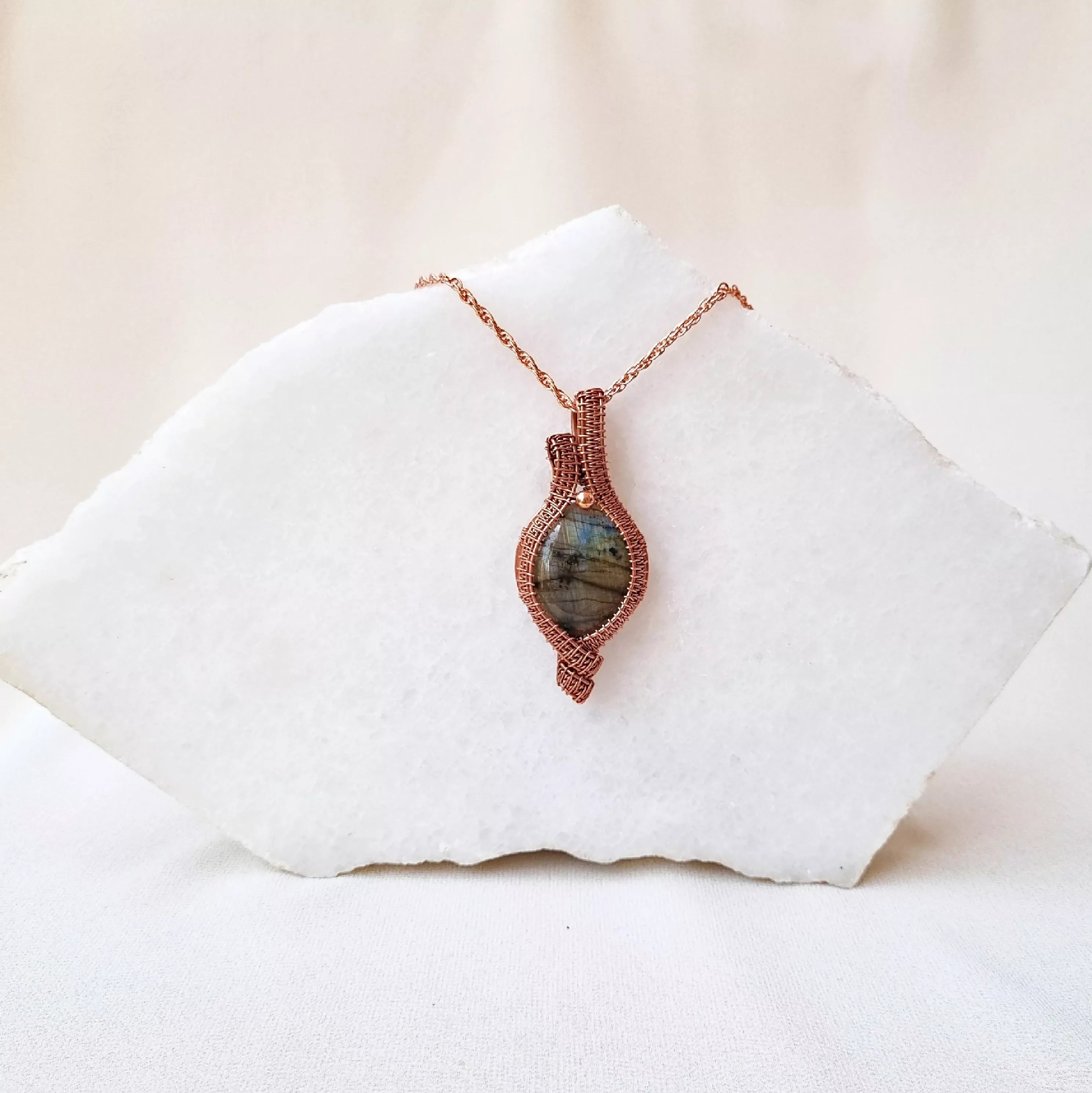 Luminous Labyrinth ~ Labradorite and Copper necklace