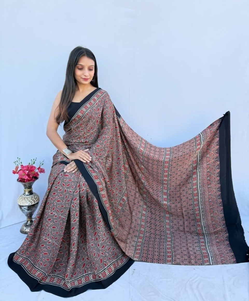 Modal Silk Ajrakh Saree