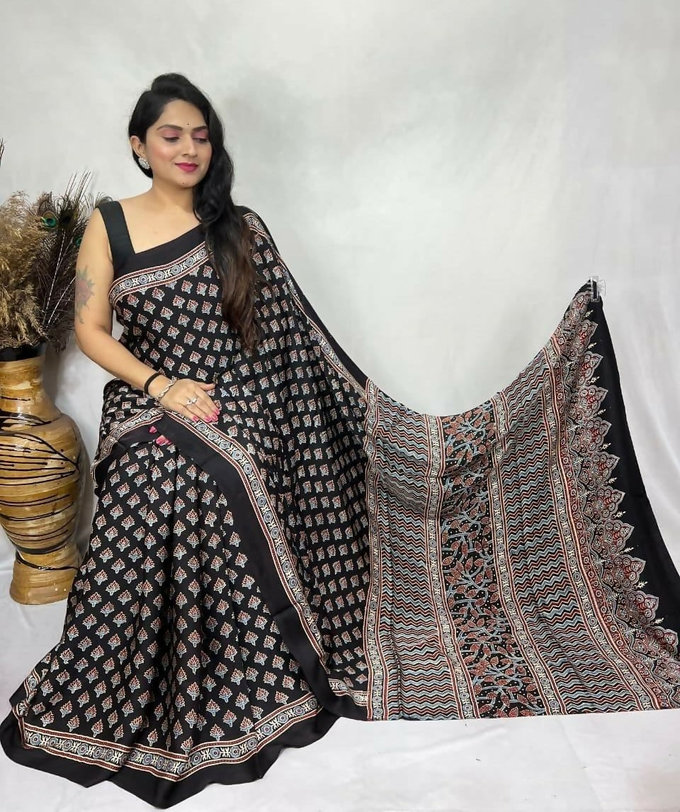 Modal Silk Ajrakh Saree