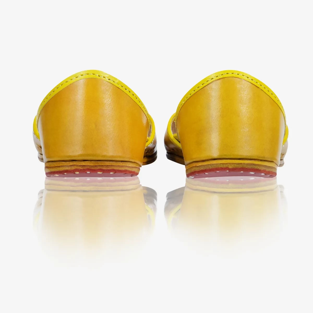 Yellow Solid Leather Handcrafted Jutti For Women