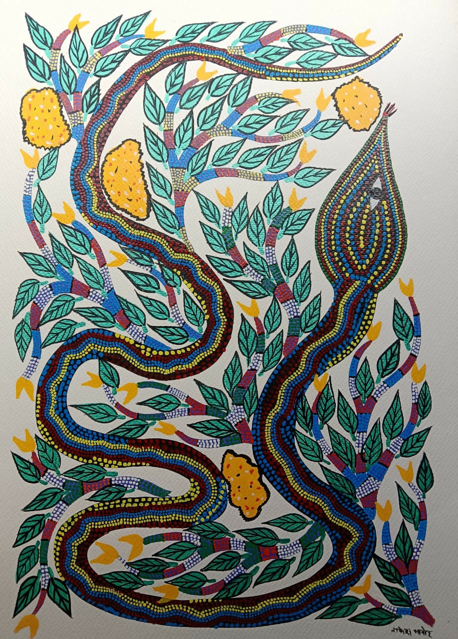 Painted Meadow Spirits- Pithora Painting