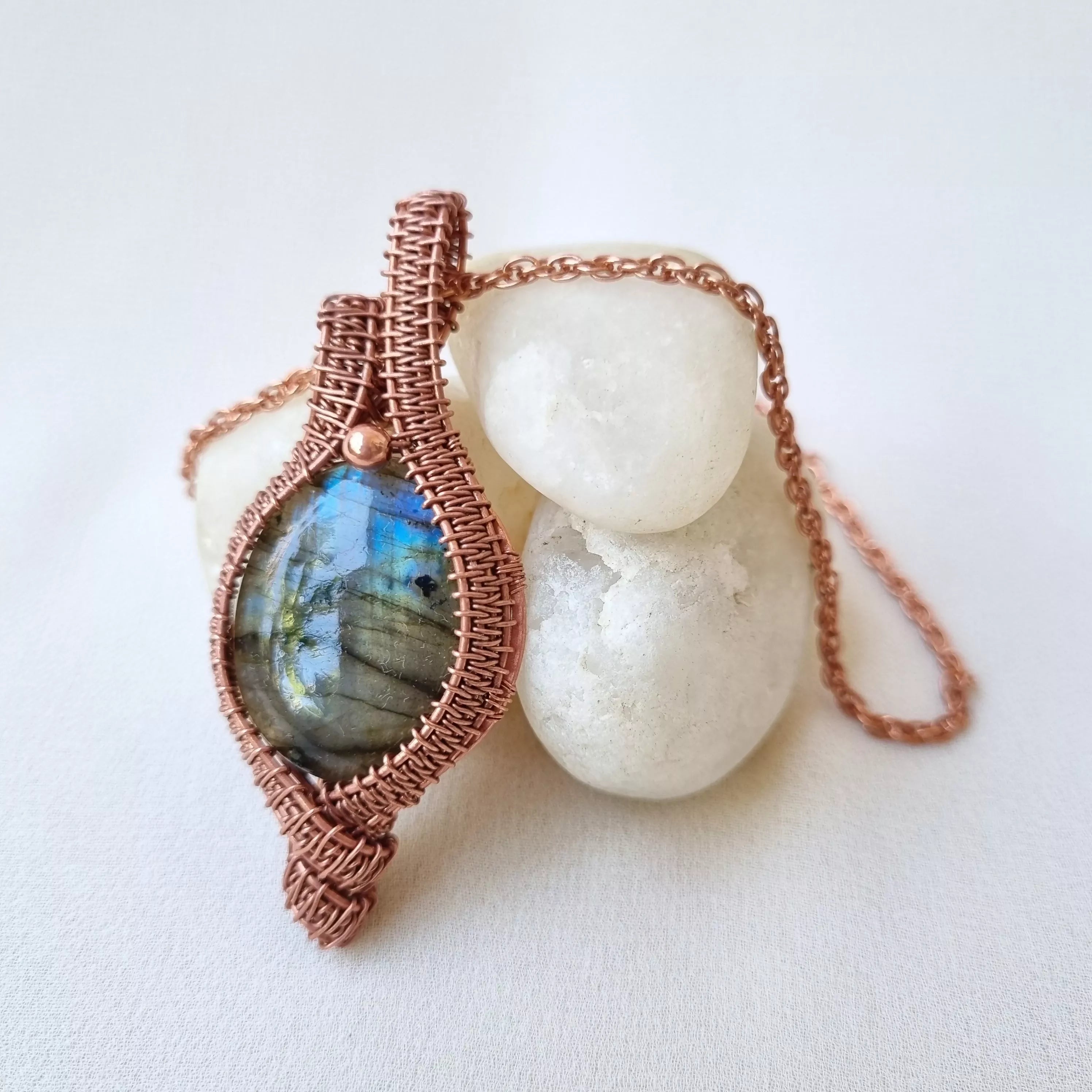 Luminous Labyrinth ~ Labradorite and Copper necklace
