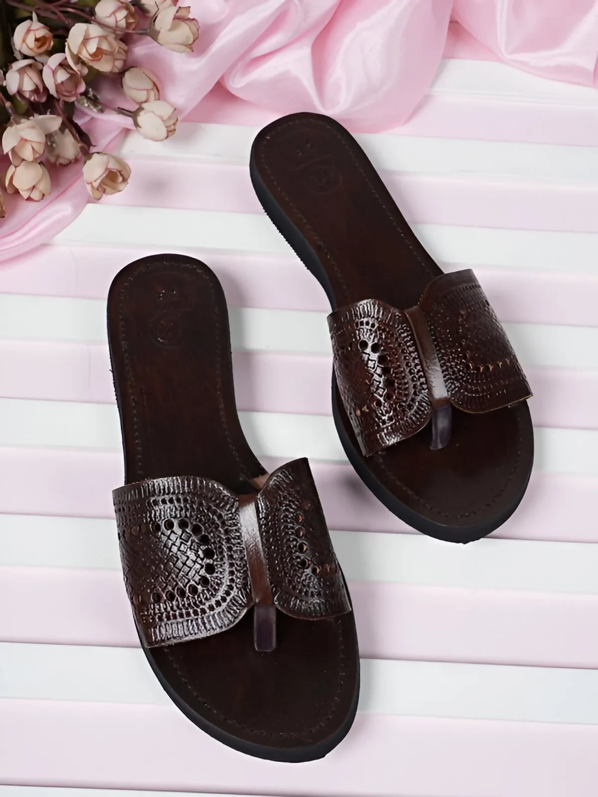Brown Leather Slipon For Women