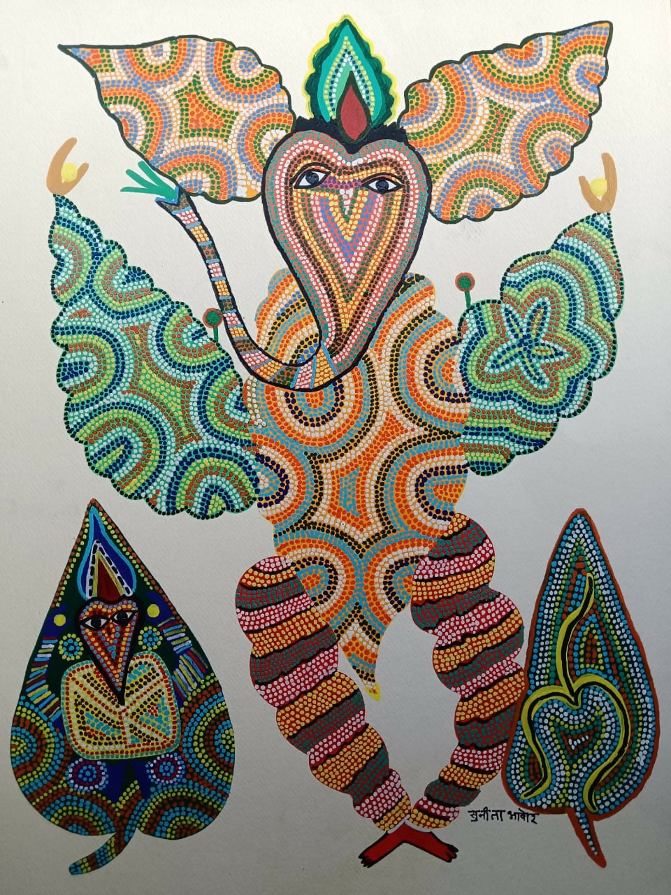 Tribal Ganesha Blessings- Pithora Painting