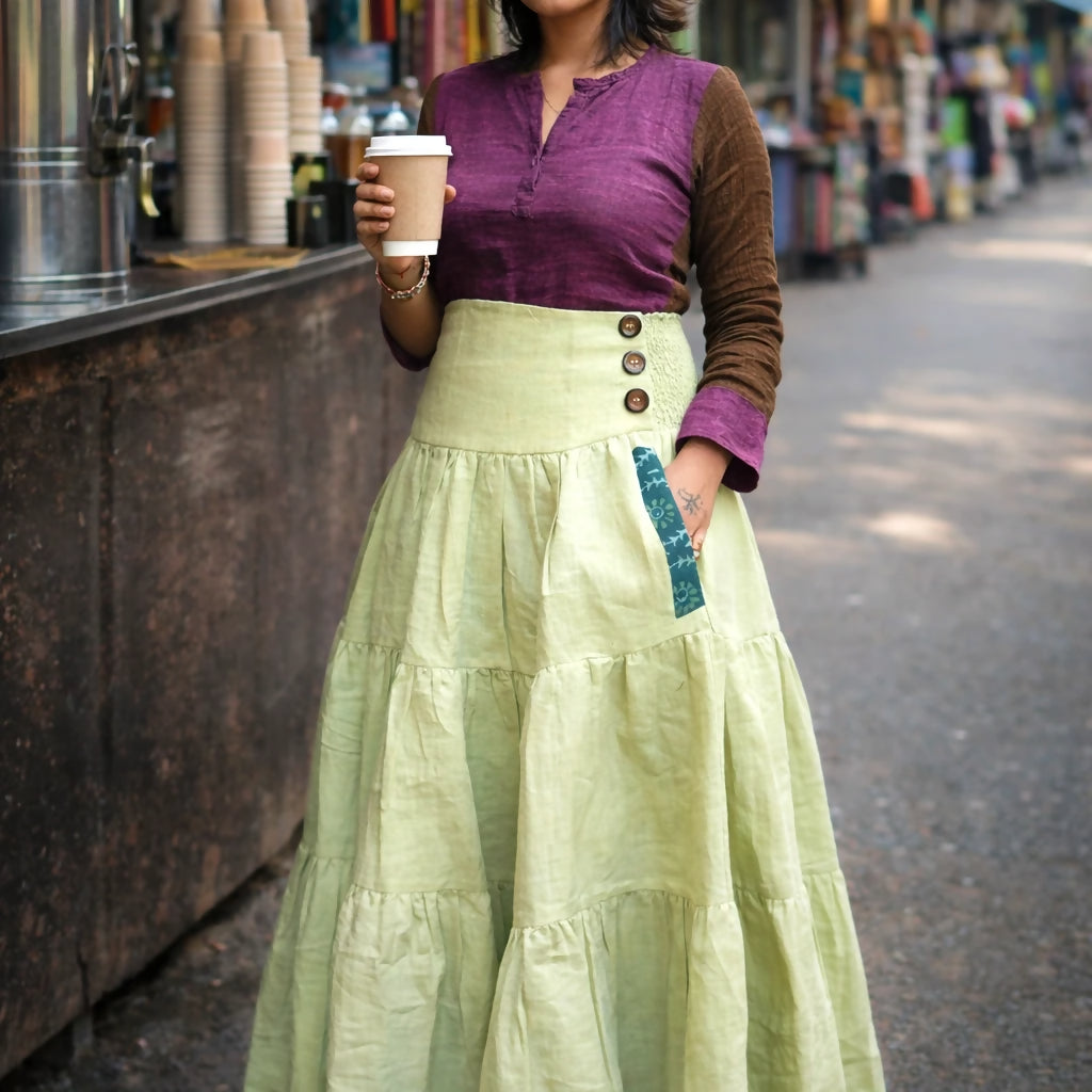 RENAISSANCE - Smocked High Waist Boho Beach Long Skirt with side Pockets for Summer