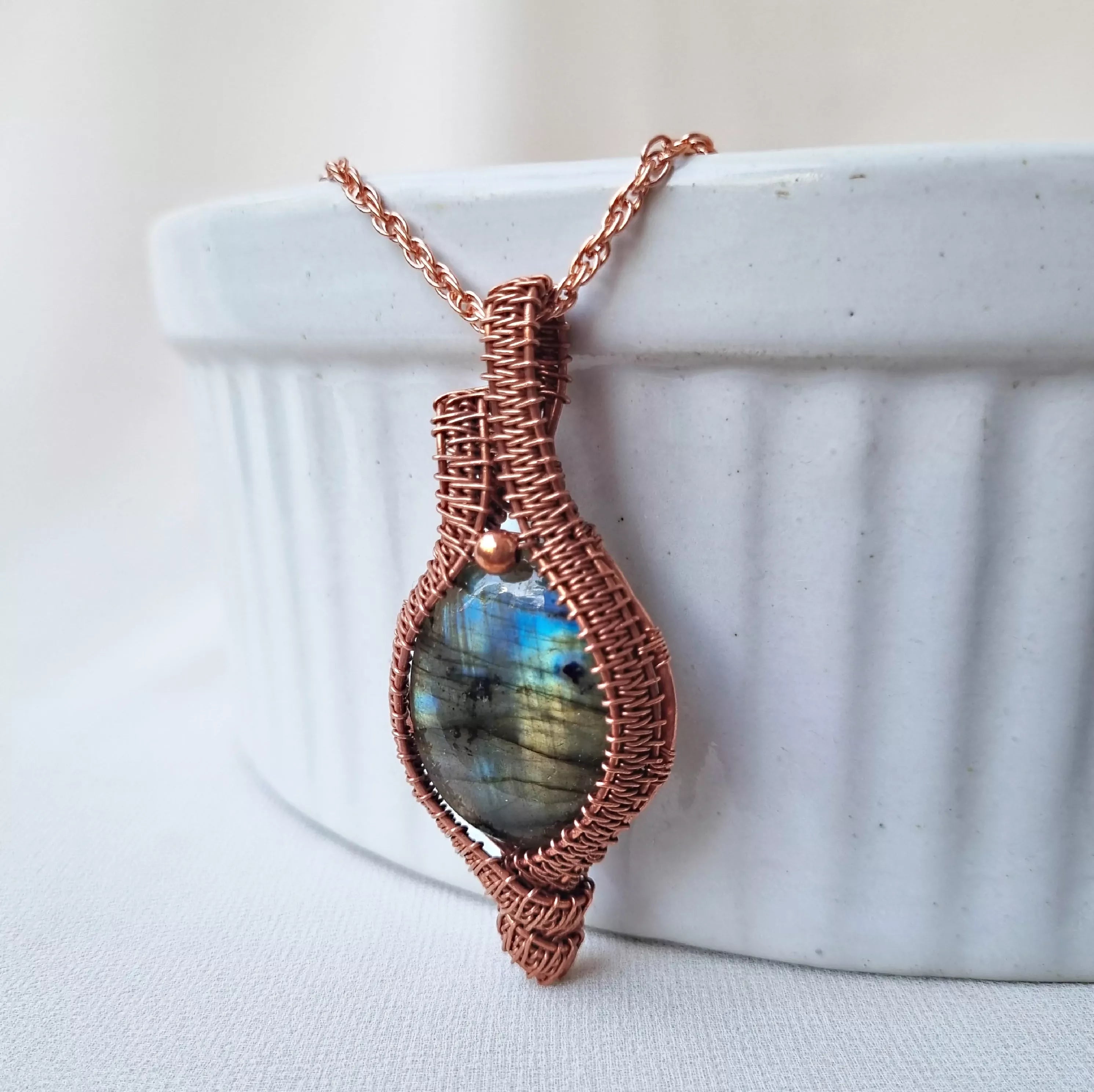 Luminous Labyrinth ~ Labradorite and Copper necklace