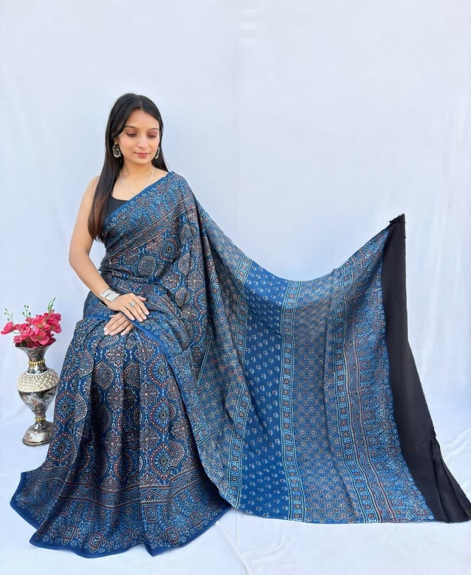 Modal Silk Ajrakh Saree