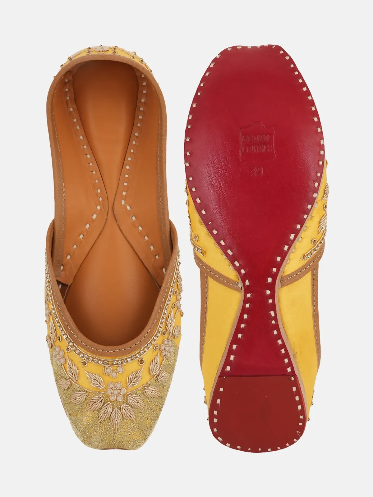 Rust Golden Handicrafted Jutti For Women