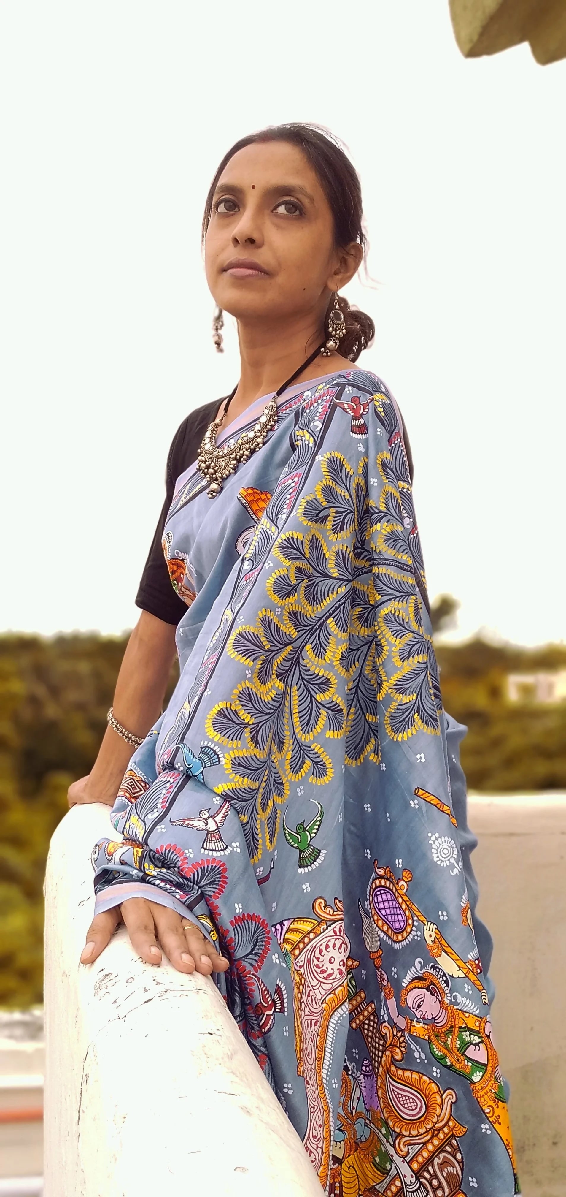 NAUKA RAAS VIHAAR THEME - Pattachitra Handpainted Pattachitra Silk Saree