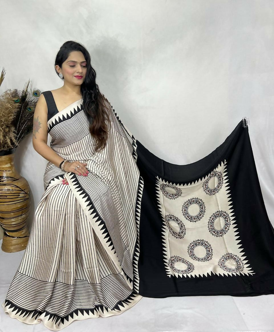 Modal Silk Ajrakh Saree