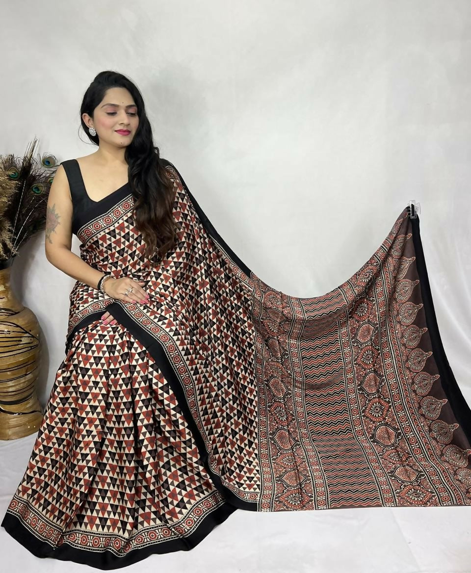 Modal Silk Ajrakh Saree