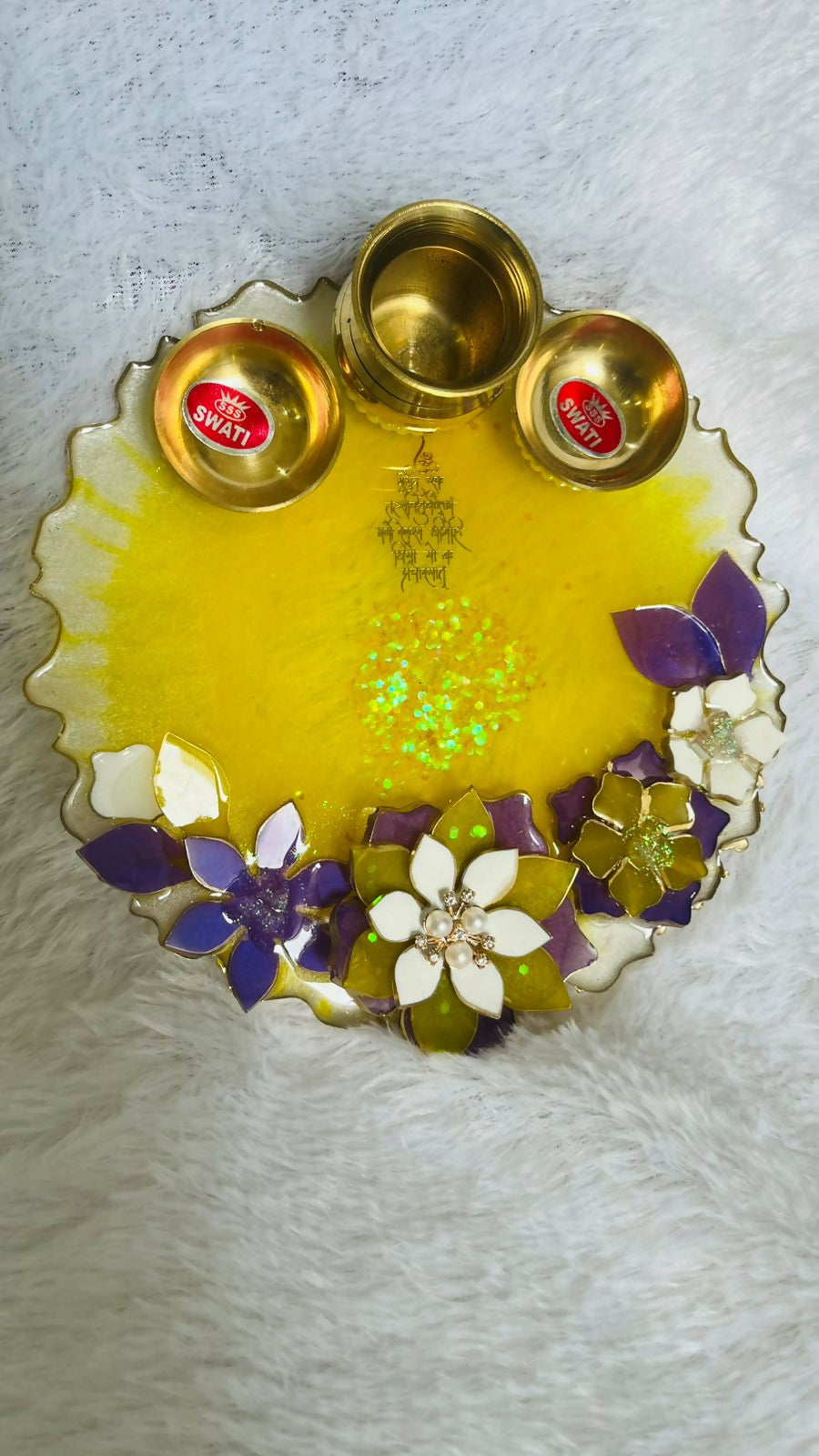 Resin Pooja Thali – Golden Serenity