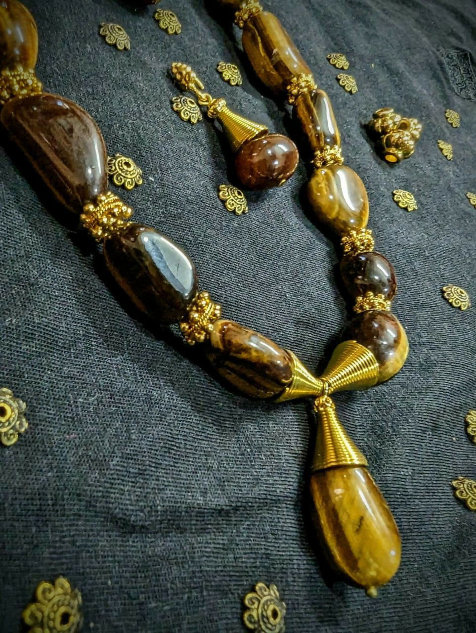 Tiger Eye Natural Nugget Beads necklace