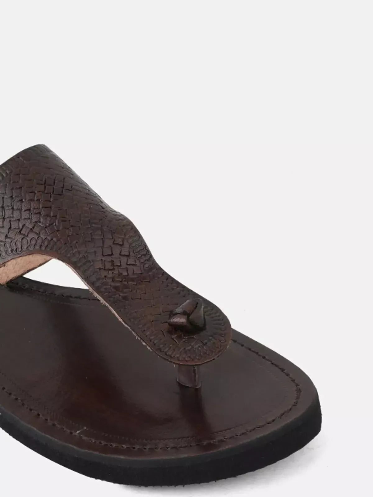 Brown Leather Open Toe Flat Kolhapuri slipper For Women