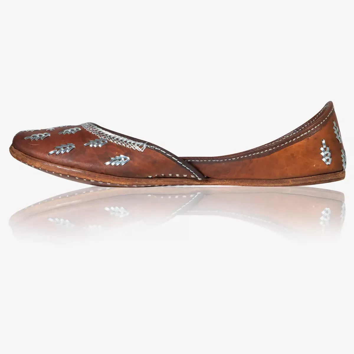 Brown Leather Handicrafted Jutti For Women