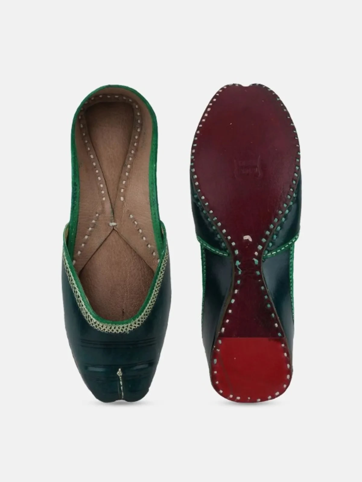 Green Kanthi Jari Handicrafted Jutti For Women