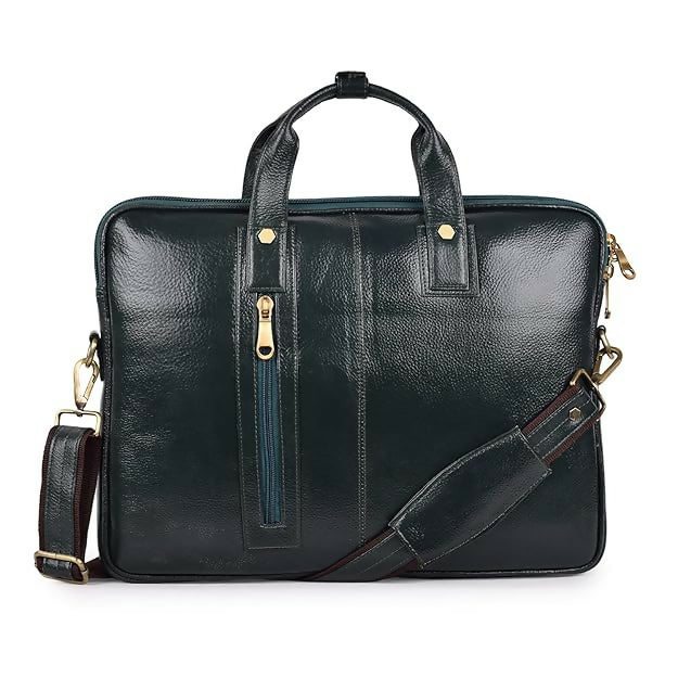 FERNWEH Leather Laptop Messenger Bag for Men & Women – Fits Laptops/MacBooks up to 15.6" – Leather Office Bag with Padded Laptop Compartment – Crossbody Shoulder Bag