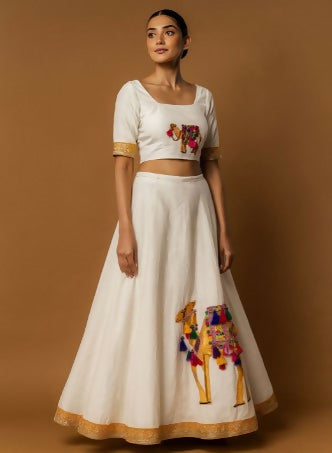 Rajwada Canvas Leheng- Printed Thread Work Ready to Wear Lehenga & Choli