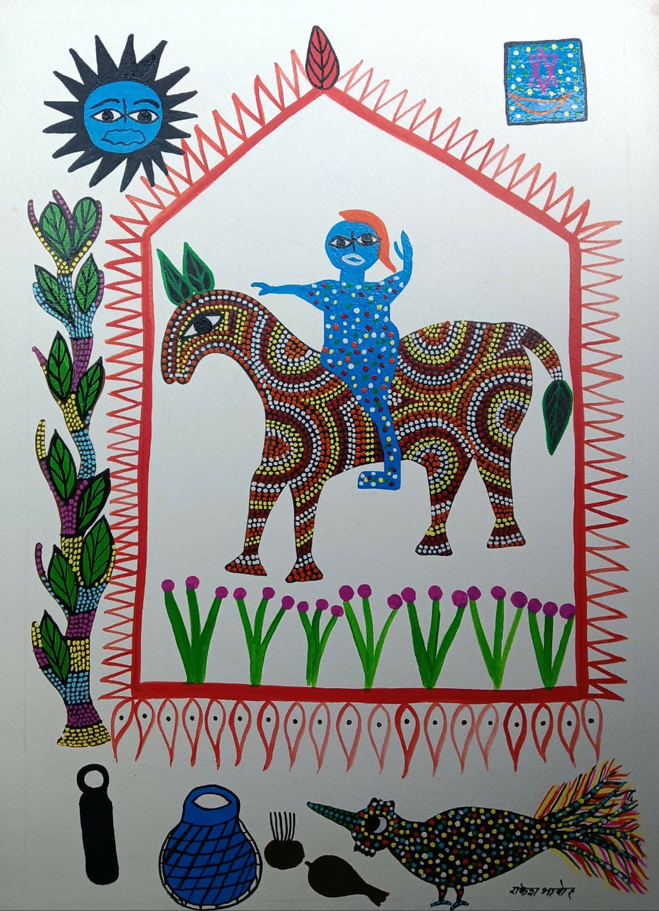 Leafland Guardians- Pithora Painting