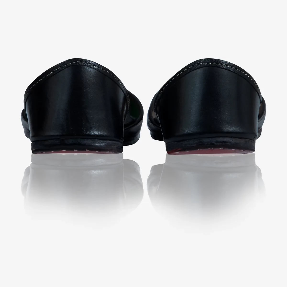 Black Leather Handicrafted Self Design Jutti For Women