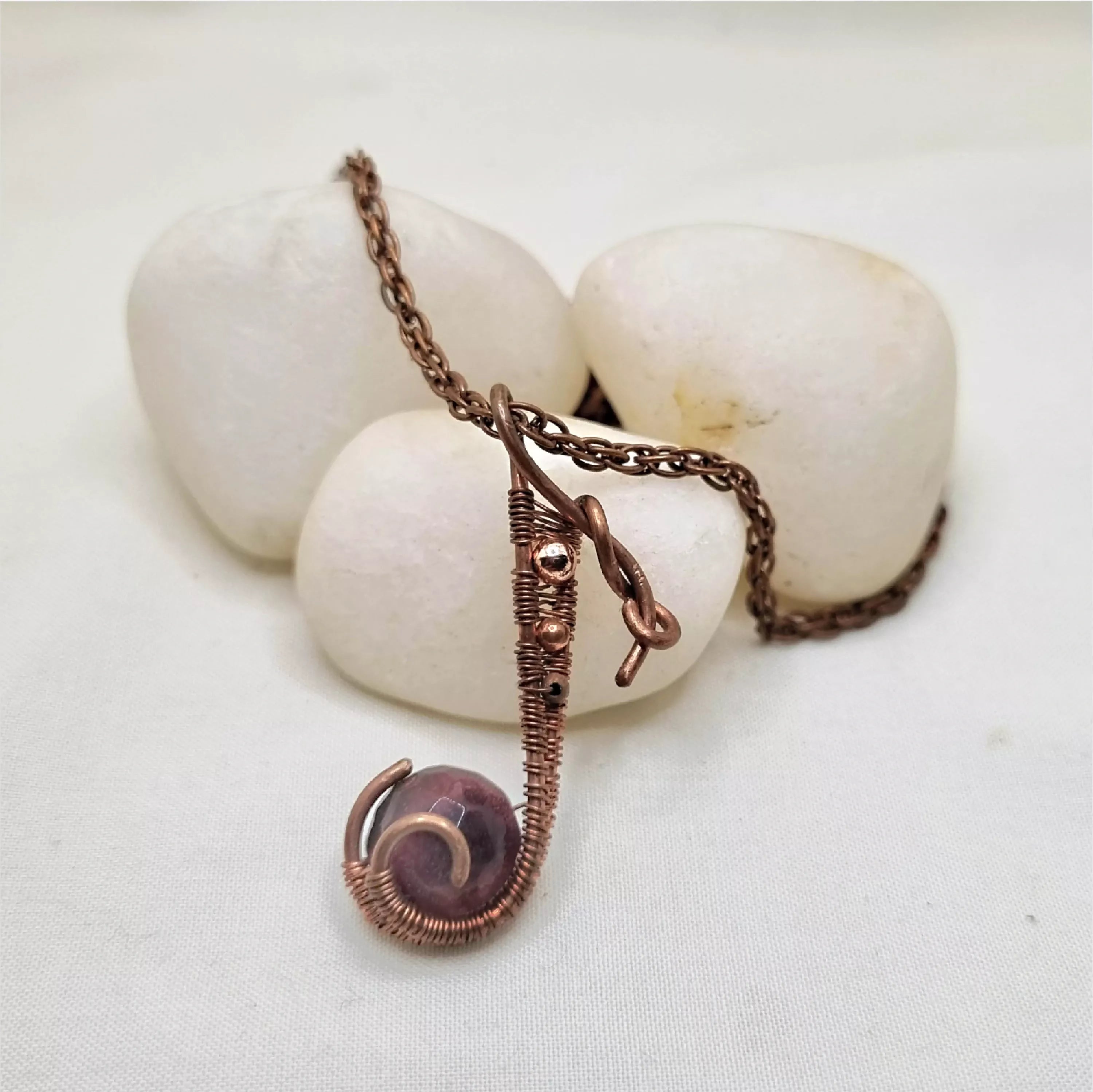 Rhapsody in Maroon ~ Maroon Agate and Copper necklace