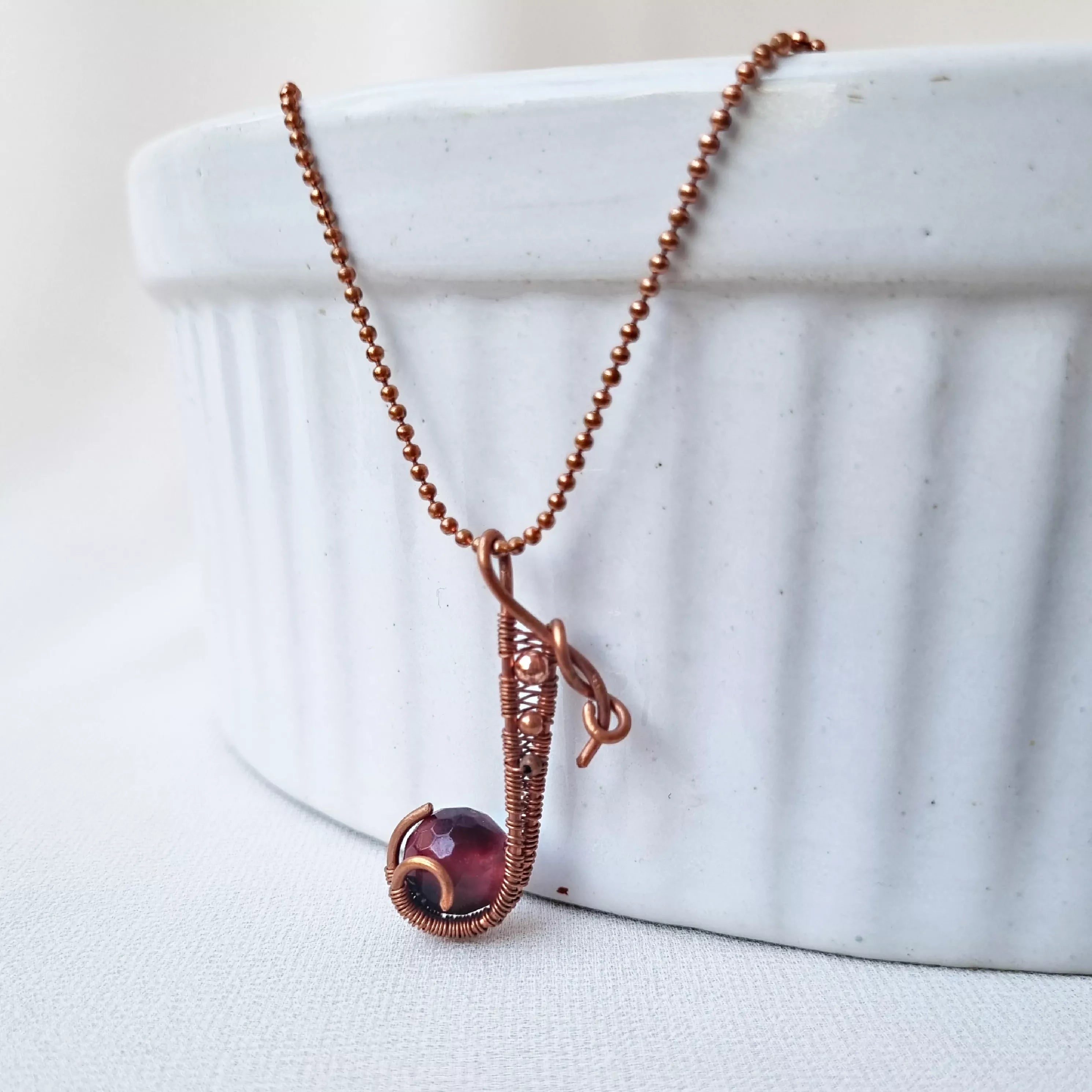 Rhapsody in Maroon ~ Maroon Agate and Copper necklace