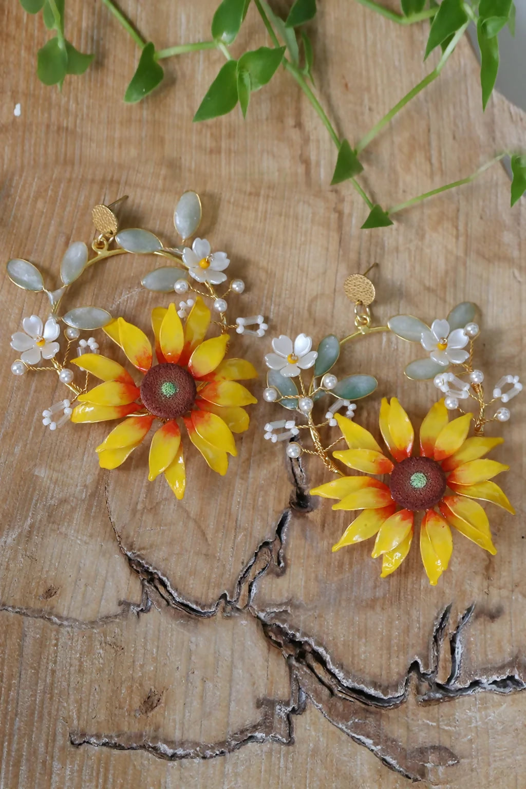 Sunflower Serenity Simple – Handmade Resin Sunflower Earrings for Haldi, Mehndi & Bridal Looks