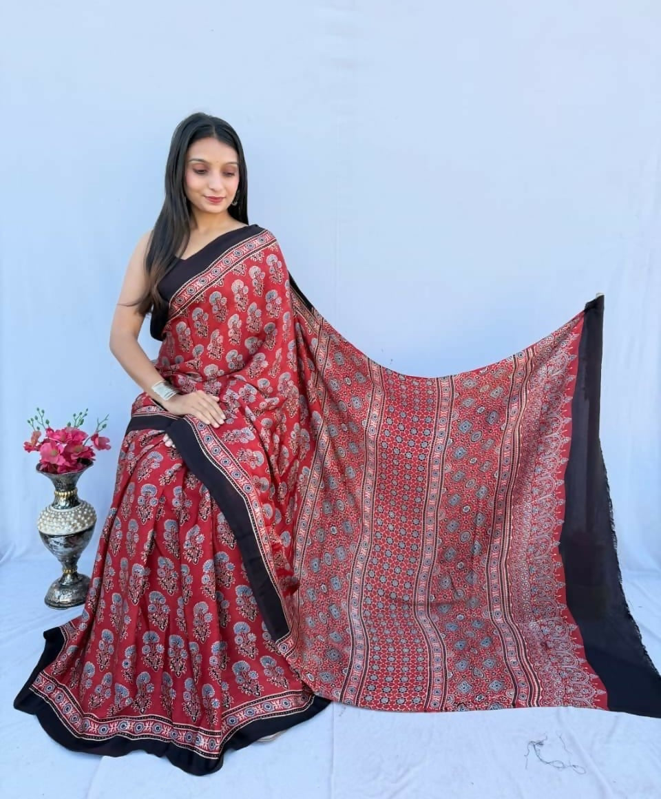 Modal Silk Ajrakh Saree