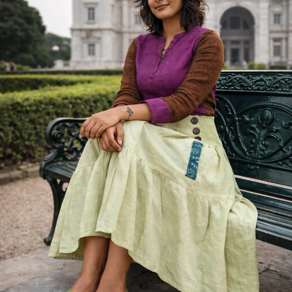 RENAISSANCE - Smocked High Waist Boho Beach Long Skirt with side Pockets for Summer